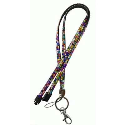 Image of Multi Bling Diamante Rhinestone (Breakaway) Lanyards for ID Card &amp; Key Badge Holder, USB Memory Stick Holder