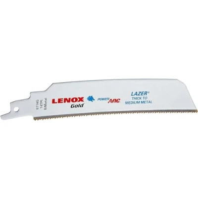 Image of Lenox Tools 210946114GR 152 mm 14 TPI Gold Power Arc Reciprocating Saw Blade for Thick and Medium Metal Cutting (Pack of 5)