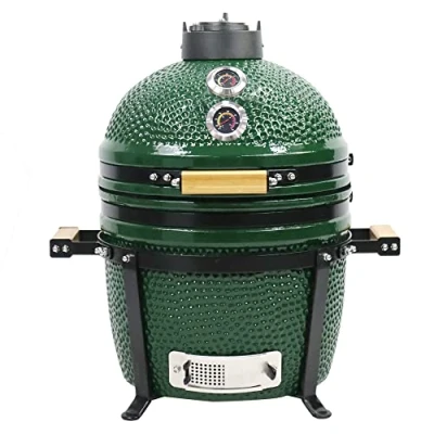 Image of YNNI KAMADO TQ0015GR 15.7&quot; Free Standing Kamado, Grill, GREEN, BBQ, Ceramic, Egg, Smoker,