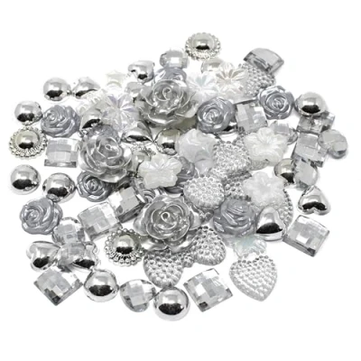 Image of Special Touches 80 Mix Shabby Chic Resin Flatbacks Craft Cardmaking Embellishments (Silver)