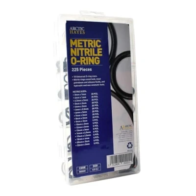 Image of Arctic Hayes BOXM Metric Nitrile O Ring Assortment Washer 225 Pieces Kit, Regular, 19.9 cm*16.1 cm*11.2 cm