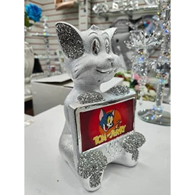 Image of Biznest Crushed Diamond Crystal Jewel Tom And Jerry Carton Disney Silver Bling Ornament