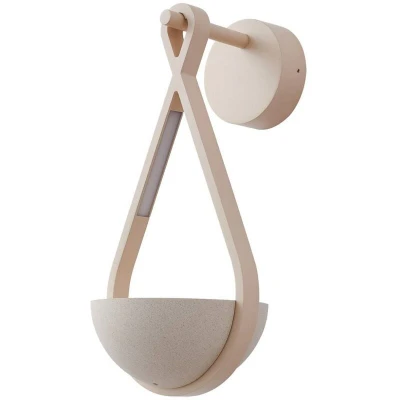 Image of Lucande LED outdoor wall light Florka, concrete, hanging basket