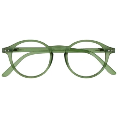 Image of OPULIZE REY Reading Glasses Retro Round Frame Matt Green Mens Womens Spring Hinges R56 6 +2.00
