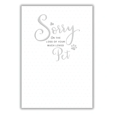 Image of Abacus Cards Loss of Pet Sympathy Card Condolence with Simple Paw Print Design and an Embossed Foil Finish Artistic Bereavement