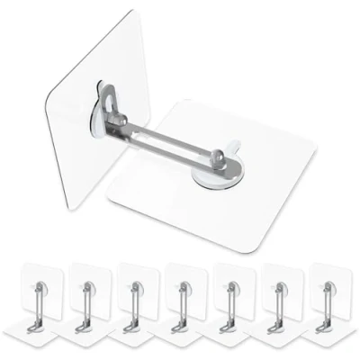 Image of UBRAVE 8 Groups Furniture Wall Anchors for Baby Proofing,Self Adhesive Child Safety Anti Push Anchor,Furniture No Drill, Shoe Cabinet Bedside Table(Transparent)