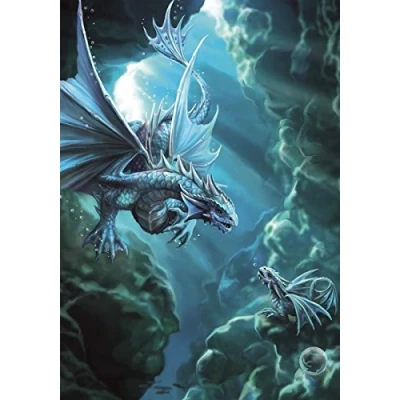 Image of Age of Dragons Water Dragon Draco Aqua Fantasy Art Anne Stokes Greeting Card