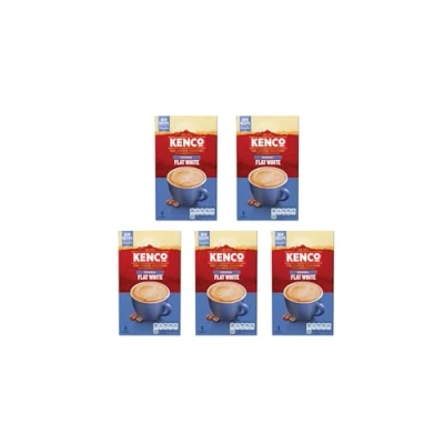 Image of Kenco Flat White Instant Coffee Sachets s 8x14.8g (Pack of 5, Total 40 Sachets, 592g)