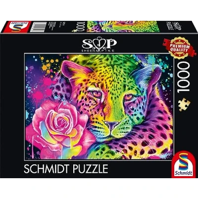 Image of Schmidt Sheena Pike: Neon Rainbow Leopard (1,000 Pieces) Jigsaw Puzzle Ages 14+