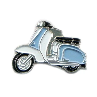 Image of Metal Enamel Pin Badge Brooch Scooter Lambretta Light Blue &amp; White