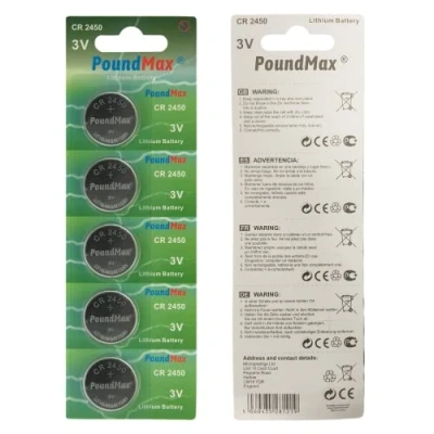 Image of 5 x PoundMax 2450 CR2450 DL2450 3V Lithium Coin Cell Batteries