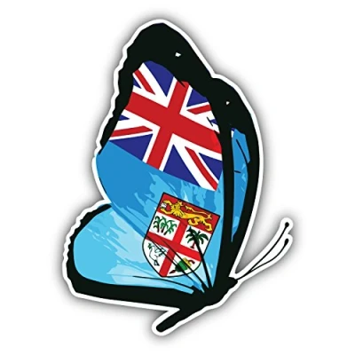 Image of Postwalldecor Fiji Flag Butterfly Car Bumper Sticker Decal 10 x 12 cm