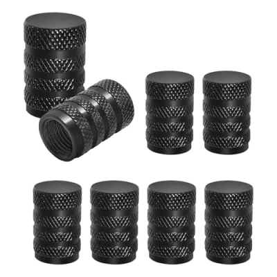 Image of 8 Pcs Tyre Valve Caps,Black Dust Caps for Car Tyres Tire Stem Caps,Durable Universal Aluminum Cover Cars, Bike and Bicycle, Trucks, Motorcycles