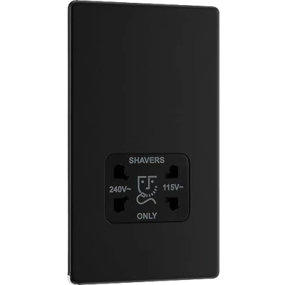 Image of BG Electrical Dual Voltage Shaver Socket, 115/240V, Matt Black