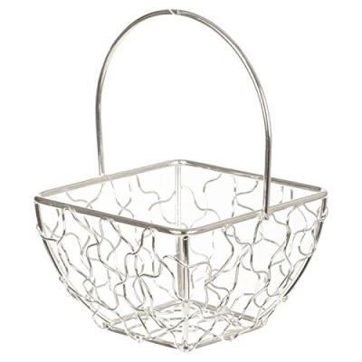 Image of URBNLIVING Square Small Silver Wire Mesh Basket