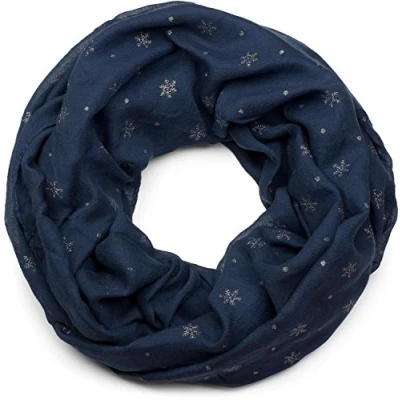 Image of styleBREAKER Ladies Loop Scarf with Glitter Snowflake Print, Soft Tubular Unicoloured, Shawl 01017064, Colour:Black