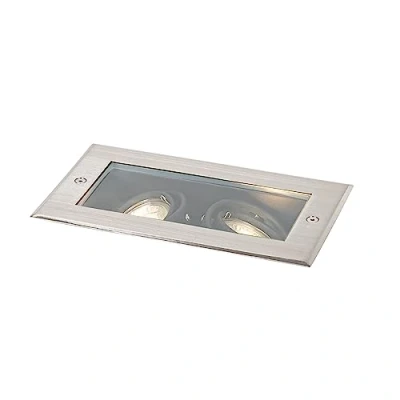 Image of Qazqa Outdoor Modern Ground Spot I Lightlight Steel Nickel Matt Satin 2 Light Adjustable IP65 Oneon Garden Suitable for LED GU10 Way Polyester spotway