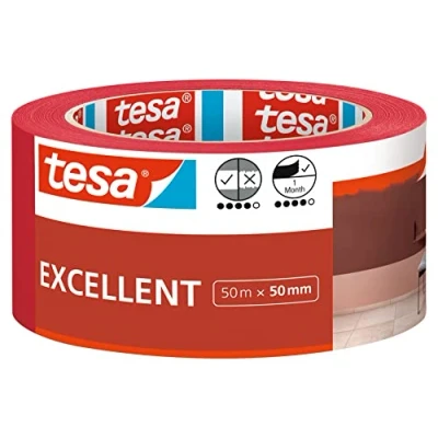 Image of tesa masking tape Excellent Painter&#039;s with thin paper backing for during painting work all paints, varnishes, and glazes indoor use 50 m x mm