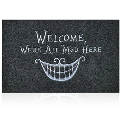 Image of AOAOPQ Funny Door Mats Outdoor Welcome Mat Indoor 60x90cm with Natural Rubber Backing,Funny Doormats Outside for High Traffic Area Easy to Clean Entrance Black