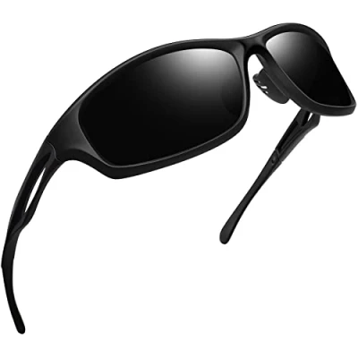 Image of Joopin Polarised Cycling Sunglasses Mens Womens UV 400 Protection Wrap Around Running Golf Fishing Sports Sun Glasses (Matte Black)