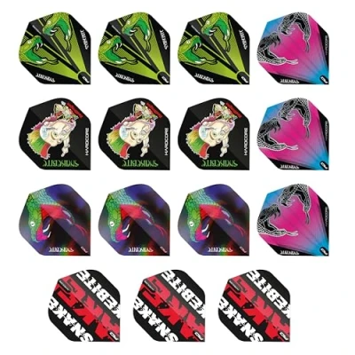 Image of RED DRAGON Peter Wright Snakebite Assorted Hardcore Flight pack 5 sets per
