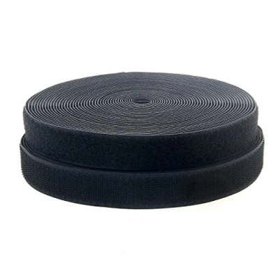 Image of TUKA 82 Feet x 20mm Hook and Loop Sew on Tape, 25 Meter (25m 25m Loop), width 20 mm, back side Not Adhesiv, &amp; TKB5004 Black