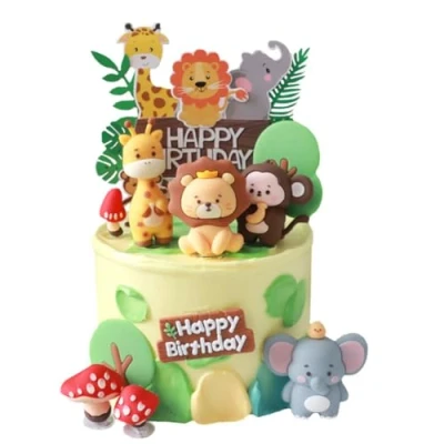 Image of FELHPSP 6 PCS Animal Cake Toppers,Animal Decorations,Realistic Figures Toy Set,Animal Ornaments,Educational Toy,For Kids Home Car Decoration Birthday Gifts