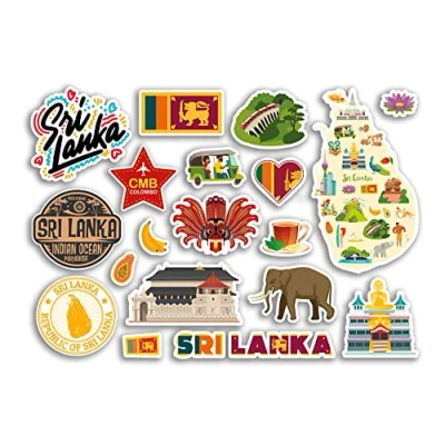 Image of A5 Sticker Sheet Sri Lanka Vinyl Stickers Asia Country Landmarks Holiday Stamp Summer Map Flag Travel City Luggage Scrapbooking #79019