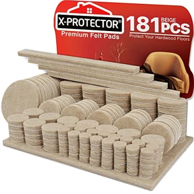 Image of Felt Furniture Pads X PROTECTOR 181 pcs Premium Floor Protectors for ULTRA LARGE PACK Feet Protect Your Wood Floors!