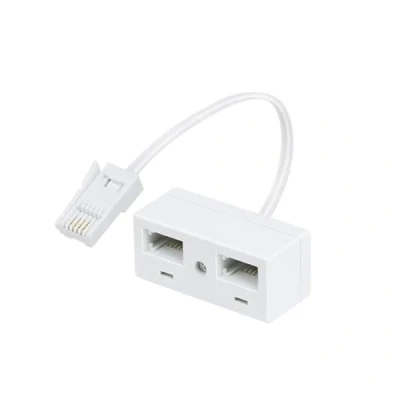 Image of BT Telephone Splitters 2 Way Sockets Splitter, UK RJ11 Plug Male to Female, White Double Phone Socket Adaptor for Landline Telephone, FAX, Modem, Cable Adapter, Converter
