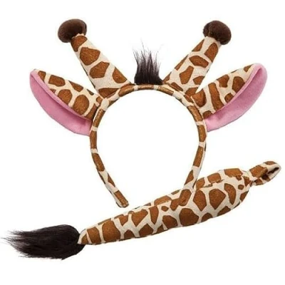 Image of jokeshop Giraffe Set (Ears &amp; Tail) Adults Safari Animal Headband Accessory World Book Day Fancy Dress