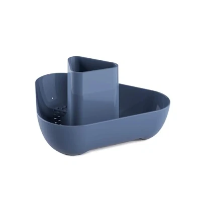 Image of Zeal Corner Sink Tidy Organiser, Compact Cutlery Utensil Drainer Caddy Rack, Provence Blue