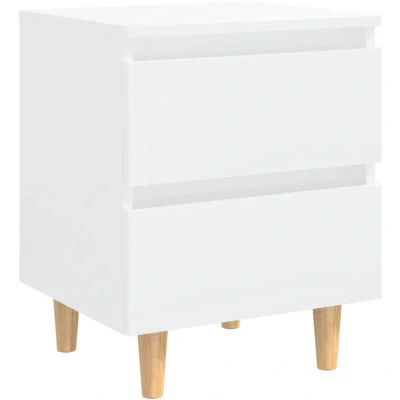 Image of vidaXL Bed Cabinet &amp; Solid Pinewood Legs High Gloss White 40x35x50 cm