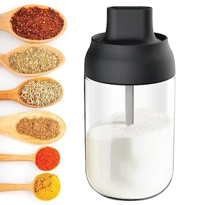 Image of Moisture Proof Seasoning Bottle, Spice Jars with Lids and Spoon, Bath Salts Jar, Transparent Containers, Sealed Box or Salt Container for Kitchen, Sugar, Salt, Pepper, Spices (250ml)