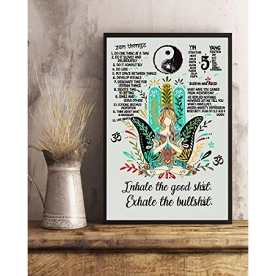 Image of BCTS Yoga Inhale Exhale Poster Print Wall Art Classic Vintage Garage Decor Home Birthday Gift Metal Signs 12X16 inch