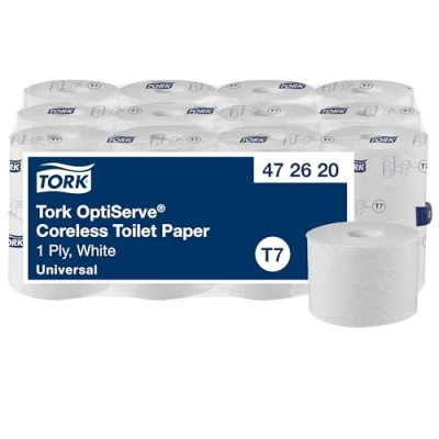 Image of Tork OptiServe Coreless Toilet Paper White T7, Universal, 1 Ply, 24 x 1250 Sheets, 472620
