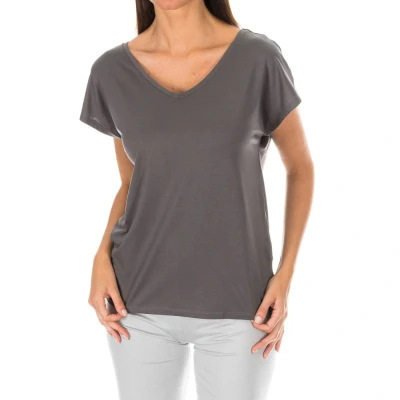 Image of Tommy Hilfiger Womenss short sleeved V neck t shirt 1487904682 Grey Modal Size Small
