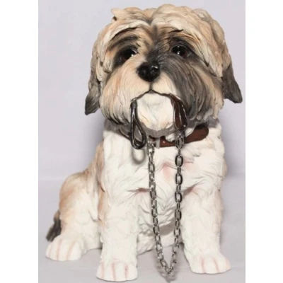 Image of Lesser &amp; Pavey Sitting Walkies Shih Tzu, Gold White, Gold/White, H14cm