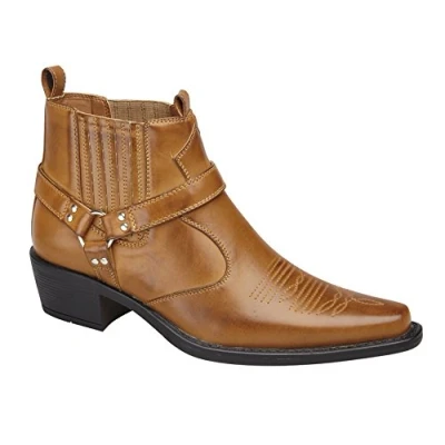 Image of USBRASS &#039;Eastwood &#039; Ankle Harness/Gusset Cowboy Boots UK 10 Tan