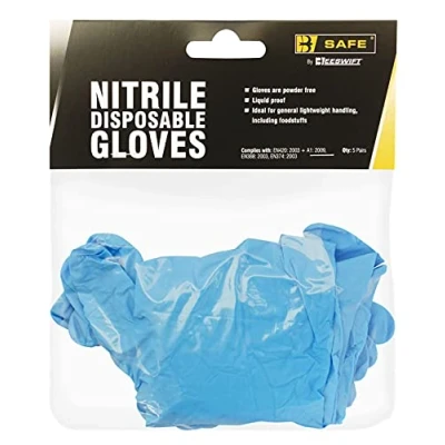 Image of NITRILE DISPOSABLE GLOVE PACK 5 PAIRS LARGE
