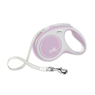 Image of FLEXI New Comfort Retractable Dog Lead (Tape) for Dogs up to 25 kg, 4.9 m, Medium, Pink/Pink