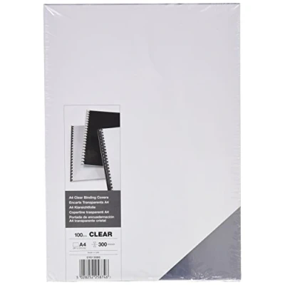 Image of GBC CY011880 Binding Covers PVC A4 300 Micron Pack of 100 Glossy Transparent Film