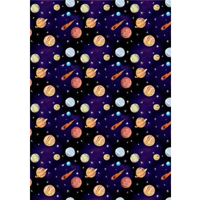 Image of 1 x A4 Printed Planets Outer Space themed Wallpaper Decor Icing Sheet Edible Cake Topper Decorated Perfect for Large Cakes