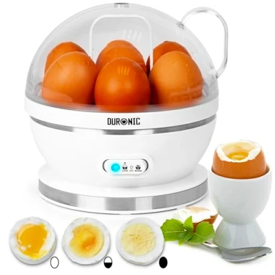 Image of Duronic Electric Egg Boiler EB27 WE, Steamer for Eggs, Cooking Machine, Automatic Electronic Poacher Machine 7 Soft, Medium &amp; Hard Boiled Eggs