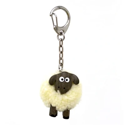 Image of Carousel Home Adorable Pom Mini White Sheep Key Ring Cute Woolly Lamb Plush Keyring Bag Charm Pompom Keychain