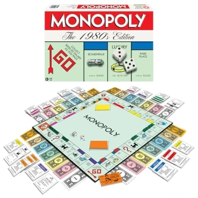 Image of Monopoly The 1980&#039;s Edition with Original Artwork &amp; Components incl. All Classic Tokens, by Winning Moves Games USA, Family Board Game for 2 to 8 Players, Ages 8+