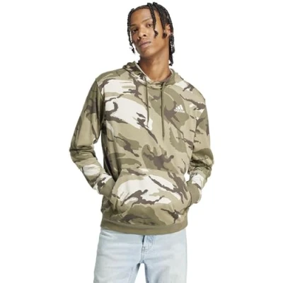Image of adidas Men&#039;s Seasonal Essentials Camouflage Hoodie, olive strata, L