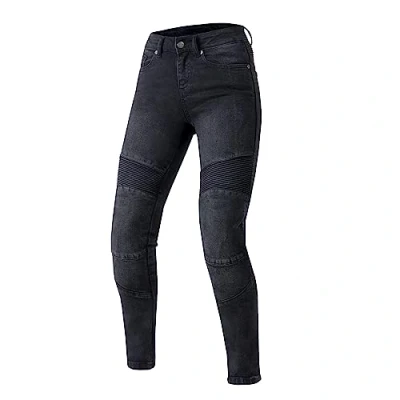 Image of Ozone Moto Agness II Lady Motorcycle Jeans Women Aramid Fiber Lining Knee Protectors Level 2 Pockets for Hip and Tailbone Slim fit Black