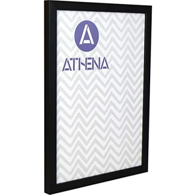 Image of Athena Black Woodgrain Thin Block Premium Wood Picture Frame 35 x 50cm 50 cm Photo 35x50 with Clear Styrene Sheet &amp; Wall Mounted Hook