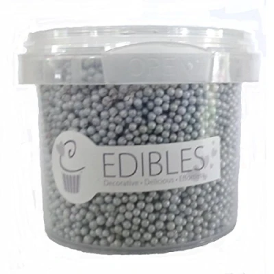 Image of Purple Cupcakes Nonpareils Mini Edible Sugar Pearls, Sprinkles for Cake Cupcake Decorating, Shimmer Silver, 3.5 Ounce